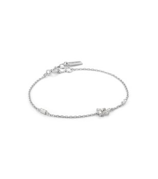 Дамска сребриста гривна с кристали снимка