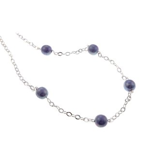 Дамско сребристо колие с лилави сфери снимка