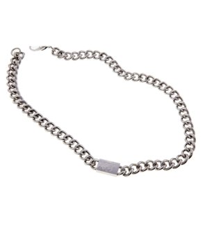 Сребрист чокър с правоъгълен елемент снимка