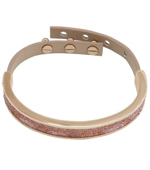 Дамска гривна  в златисто и бежово с кристали снимка