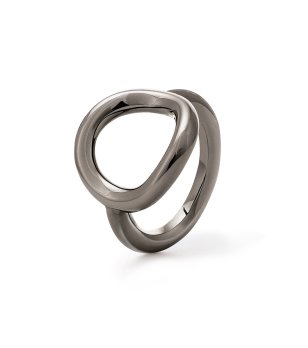 Дамски пръстен в цвят графит размер 56 снимка