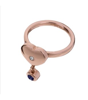 Дамски розовозлатист пръстен с висулка с кристали размер 54 снимка