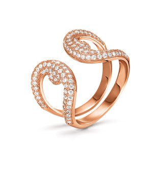 Дамски пръстен в розовозлатисто с камъни размер 54 снимка