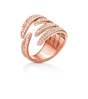 Дамски розовозлатист пръстен с инкрустации с кристали размер 54 снимка