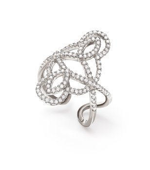 Дамски пръстен в сребристо с орнаменти с кристали размер 52 снимка