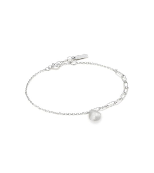 Сребриста гривна с перла снимка