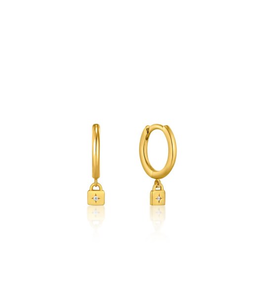 Златисти обеци с висулка катинарче снимка