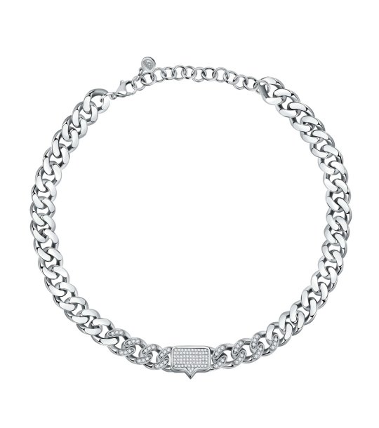 Дамско сребристо колие с кристалчета снимка