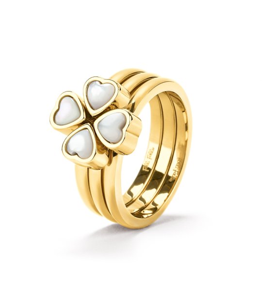 Дамски златист пръстен с детелина в бяло размер 54 снимка