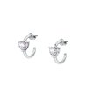 Сребристи дамски обеци с камъче сърце-0 снимка