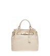 Дамска светлобежова чанта с дръжки-0 снимка