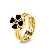 Дамски златист пръстен с детелина в черно размер 52-0 снимка