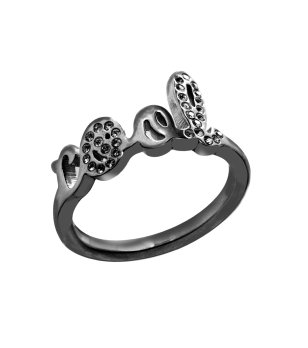 Дамски черен пръстен с надпис размер 54 снимка