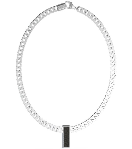 Дамско сребристо колие с черна висулка снимка