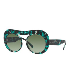 Овални слънчеви очила в зелено и черно с нестандартен дизайн снимка