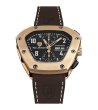 Автоматичен мъжки часовник хронограф в кафяво и златисто-1 снимка