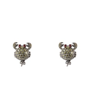 Обеци с дизайн рак с камъни снимка