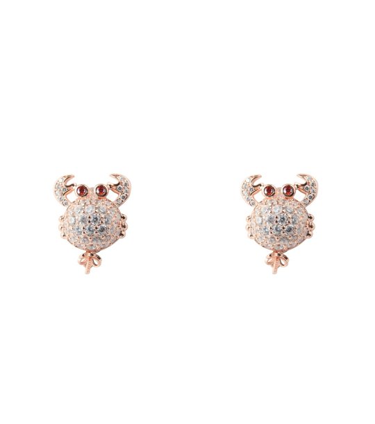 Обеци с форма на рак с кристали снимка