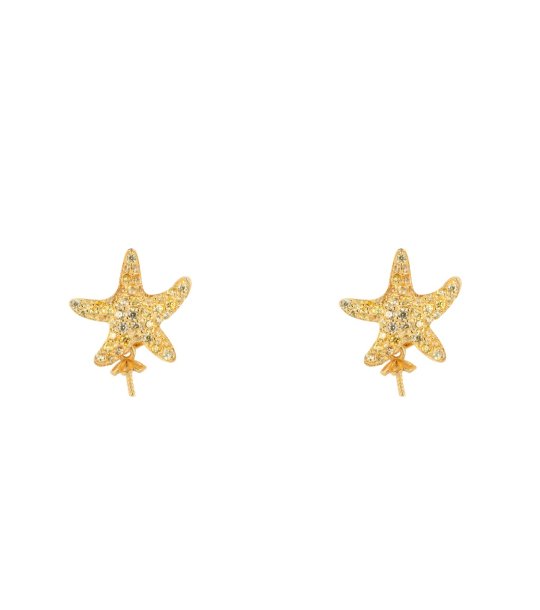 Обеци с дизайн морска звезда с цирконии снимка