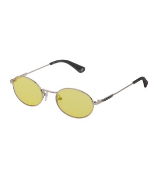 Мъжки слънчеви очила в сребристо  с жълти лещи снимка