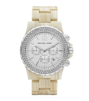 Дамски часовник хронограф в сребристо и слонова кост снимка