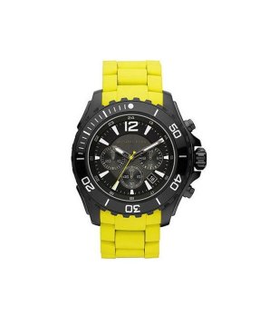 Мъжки часовник хронограф в черно с жълта верижка снимка