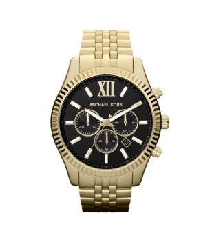 Мъжки аналогов часовник в златистсо и черно снимка