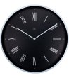 Черен кръгъл стенен часовник с римски цифри-0 снимка