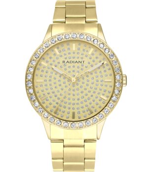 Дамски златист кварцов часовник с камъни снимка