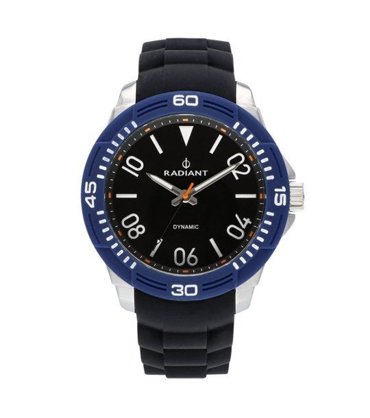 Аналогов мъжки часовник в черно със син безел снимка