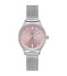 Дамски аналогов часовник в сребристо с розов дисплей-0 снимка