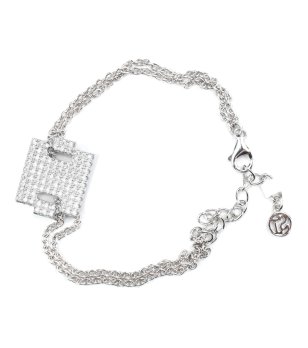 Дамска сребриста гривна с цирконии снимка