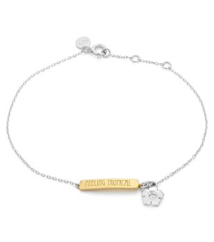 Дамска сребриста гривна с плочка с надпис Tropical снимка