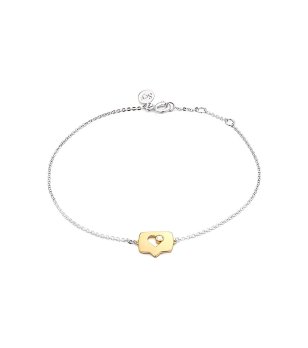 Дамска сребриста гривна със златист елемент снимка