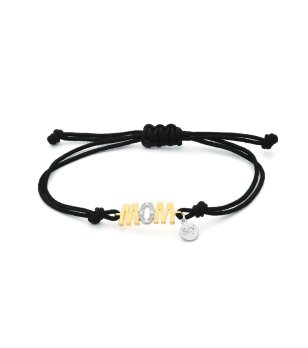Регулируема черна гривна с надпис Mom снимка
