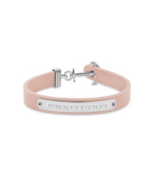 Розова дамска кожена гривна с координати размер S снимка