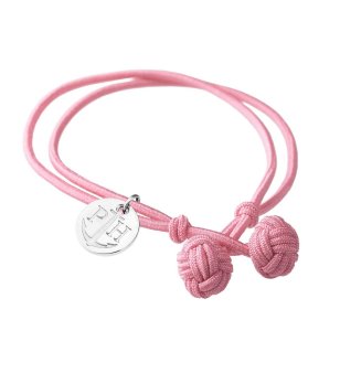 Дамска розова гривна с висулка в сребристо снимка