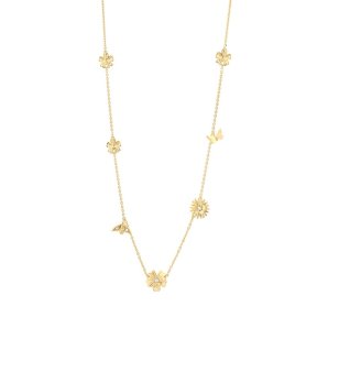 Златисто дамско колие с флорални елементи снимка