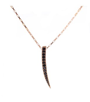 Розовозлатисто дамско колие с висулка и цирконий снимка