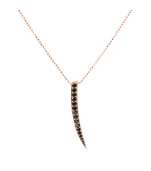 Дамско розовозлатисто колие с висулка с цирконий в черно снимка