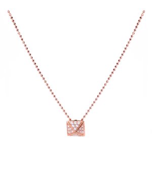 Колие в розовозлатисто с цирконии снимка