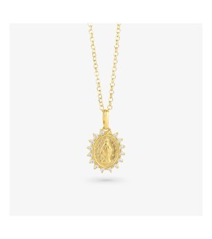 Златисто колие с овален медальон с верижка снимка