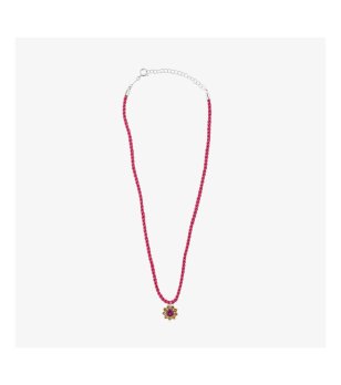 Розово колие с висулка с камък снимка