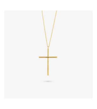 Дамско златисто колие с кръст снимка
