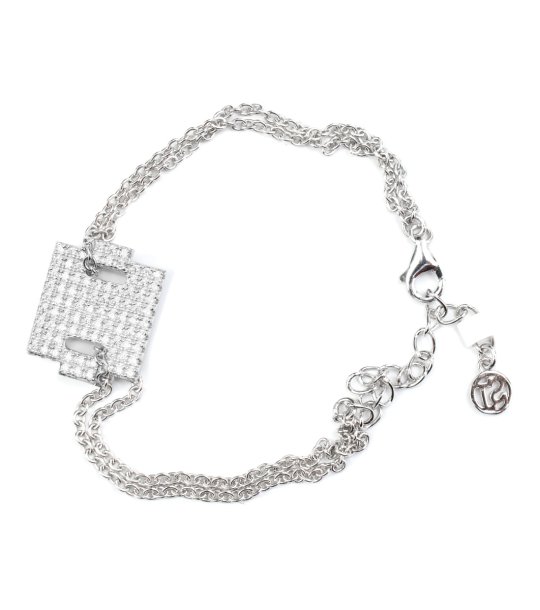 Дамска сребриста гривна с цирконии снимка