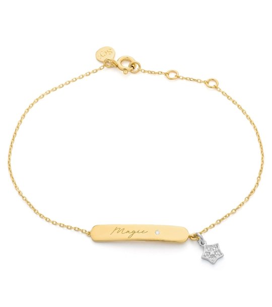 Дамска златиста гривна с плочка и висулка Magic снимка