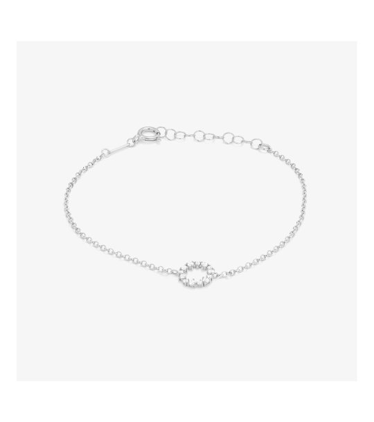 Дамска сребриста гривна с кръгъл елемент снимка