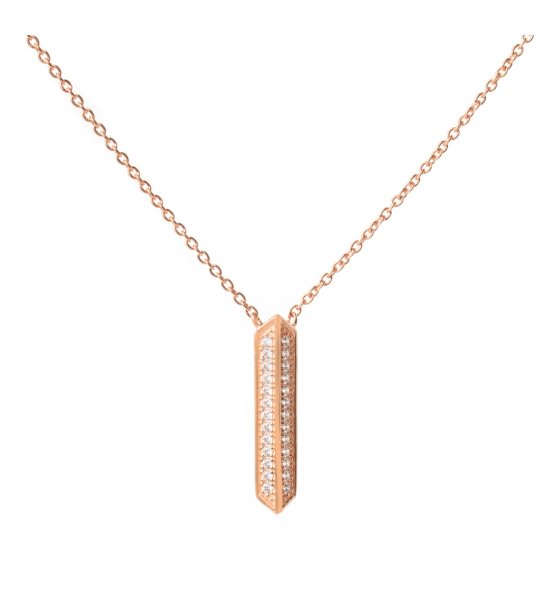 Колие в розовозлатисто с висулка и цирконии снимка