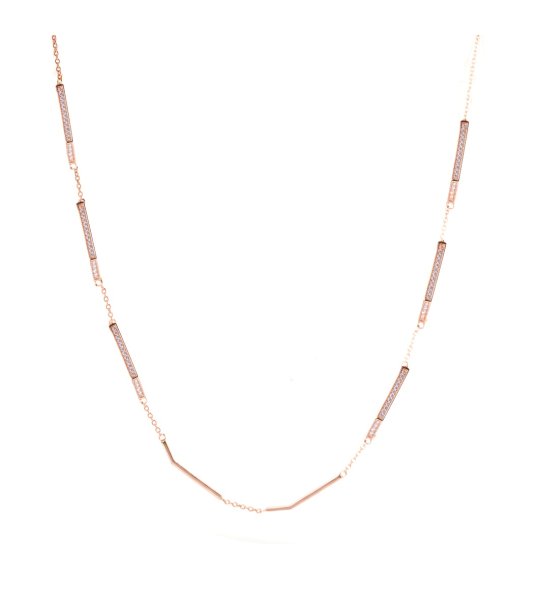 Розовозлатисто дамско колие с цирконии снимка