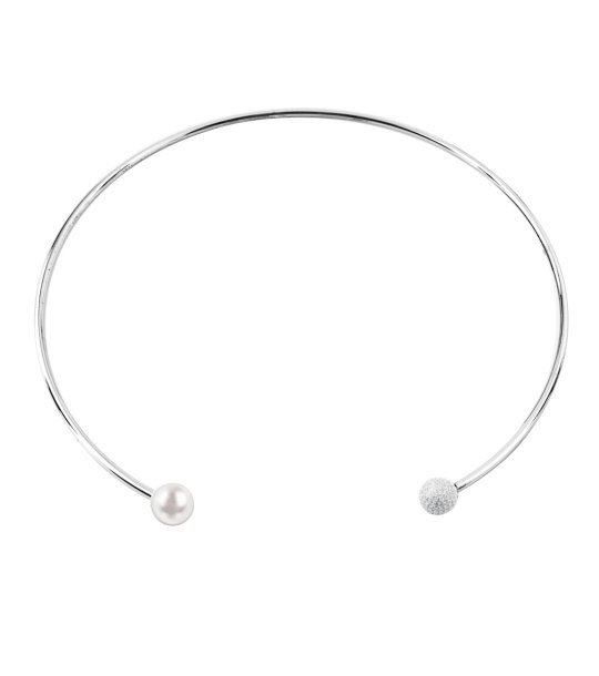 Дамска сребриста огърлица с перла снимка